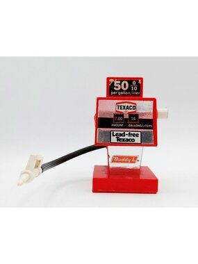 Vintage 1970's Buddy L  TEXACO 4" Plastic Gas Pump Price Change Works Red